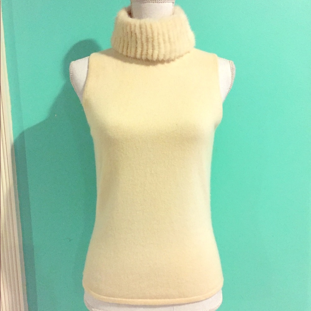 Carmen Marc Valvo Signature Cashmere -Fur Top